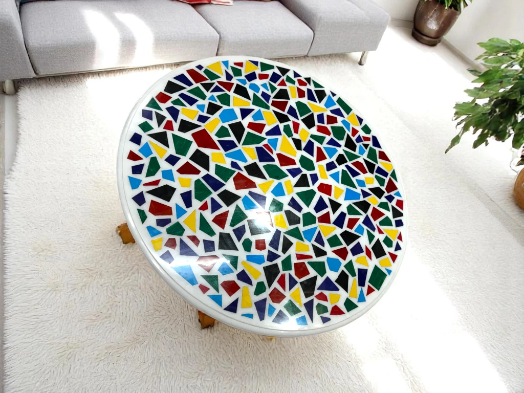 Patio Round Marble Table for Outdoor Decor